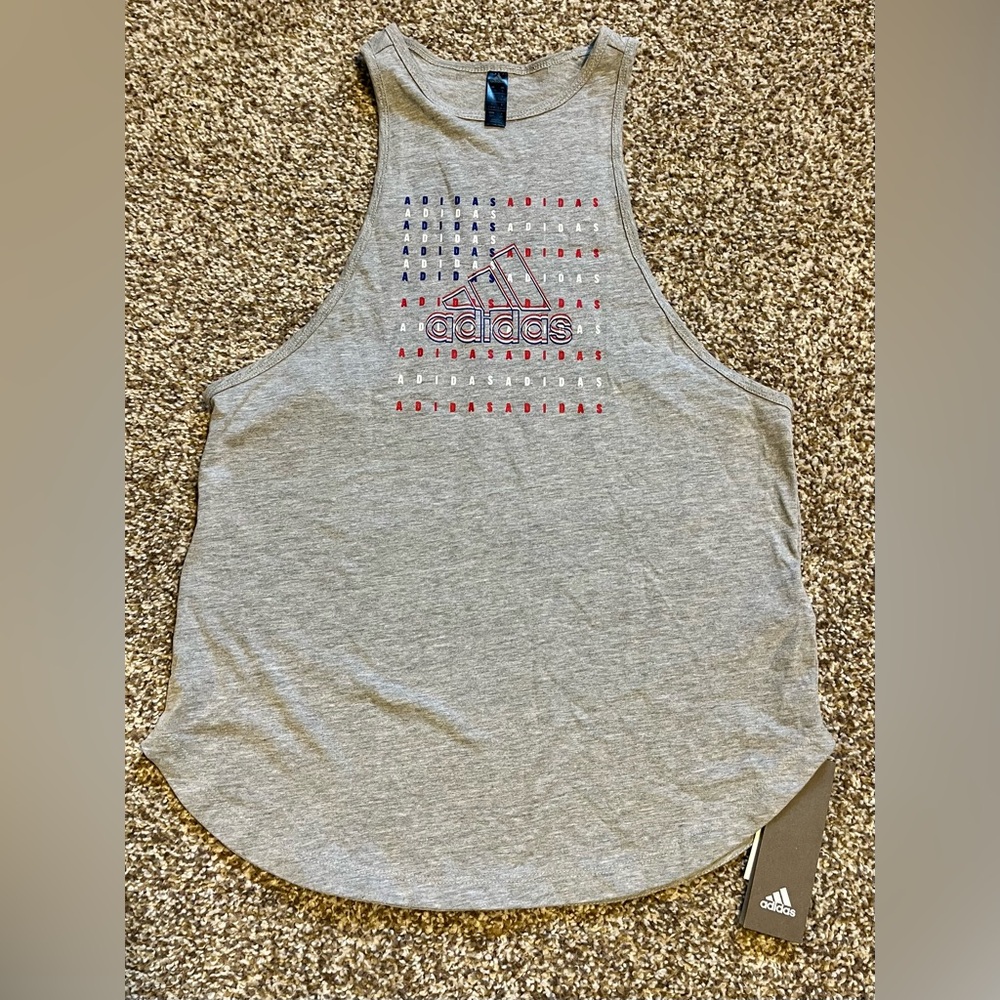 Adidas NWT Americana Flag Gray Racerback Tank Top Size Small